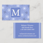 Carte De Visite Monogramme bleu cercles motif (Devant / Derrière)