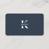 Carte De Visite Monogramme Bleu Charbon Moderne Simple Initial (Devant)