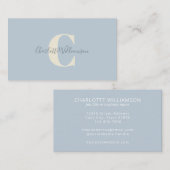Carte De Visite Monogramme bleu clair avec superposition de nom de (Devant / Derrière)