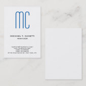 Carte De Visite monogramme bleu clair moderne (Devant / Derrière)
