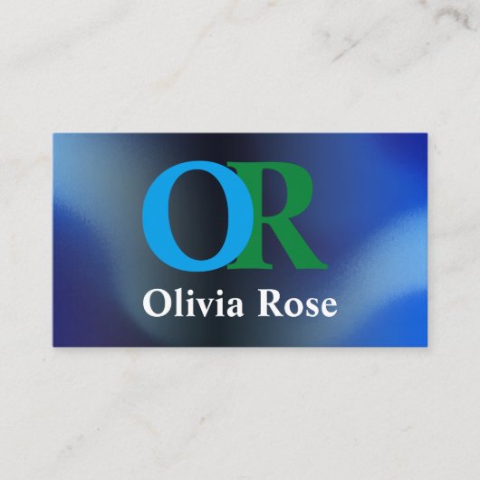 Carte de visite monogramme bleu Construction (Devant)