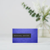 Carte De Visite Monogramme bleu cuir look (Debout devant)