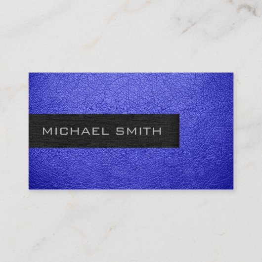 Carte De Visite Monogramme bleu cuir look (Devant)