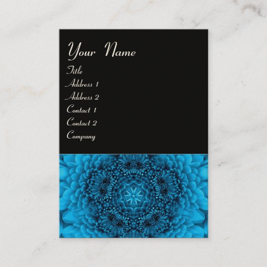 Carte De Visite MONOGRAMME BLEU DAHLIA, noir blanc (Devant)