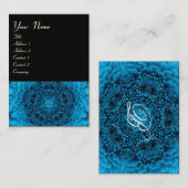 Carte De Visite MONOGRAMME BLEU DAHLIA, noir blanc (Devant / Derrière)