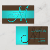 Carte De Visite Monogramme bleu d'Aqua DO-IT-YOURSELF couleur arri (Devant / Derrière)