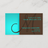 Carte De Visite Monogramme bleu d'Aqua DO-IT-YOURSELF couleur arri (Dos)