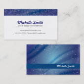 Carte De Visite Monogramme bleu de nuit étoilée (Devant / Derrière)