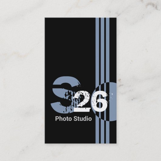 Carte De Visite monogramme bleu Dusty Code QR géométrique abstrait (Devant)