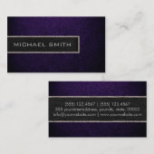 Carte De Visite Monogramme bleu foncé cuir (Devant / Derrière)