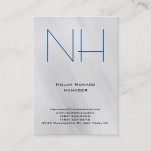 Carte De Visite Monogramme bleu gris simple et tendance