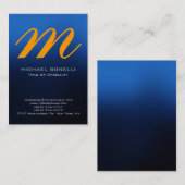 Carte de visite monogramme bleu-jaune tendance (Devant / Derrière)