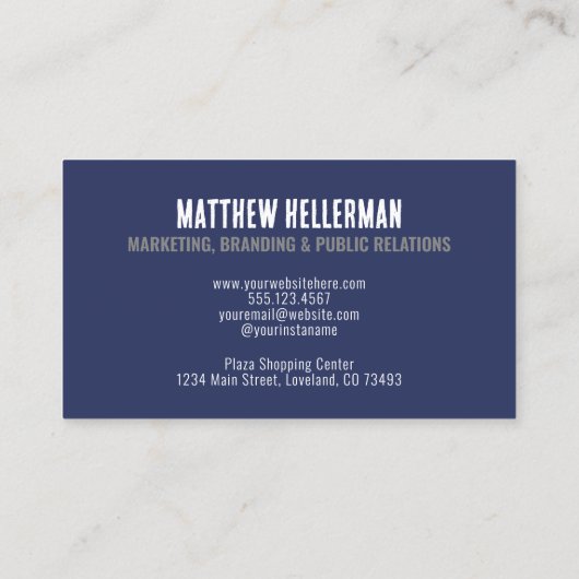 Carte De Visite Monogramme bleu marine (Dos)