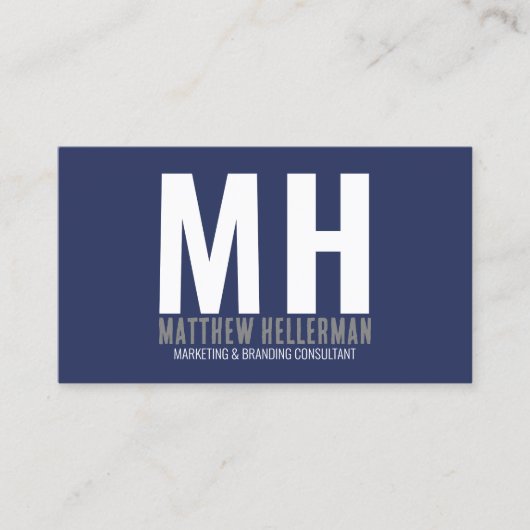 Carte De Visite Monogramme bleu marine (Devant)