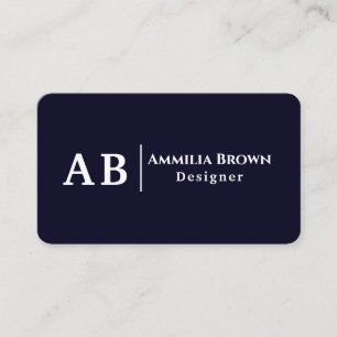 Carte De Visite Monogramme bleu marine Conception minimaliste mo