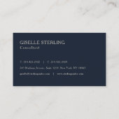 Carte De Visite Monogramme Bleu Marine Professionnel (Dos)