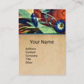 CARTE DE VISITE MONOGRAMME BLEU MATIN GLORIES FLORAL PARCHMENT MON (Devant)