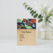 CARTE DE VISITE MONOGRAMME BLEU MATIN GLORIES FLORAL PARCHMENT MON (Debout devant)