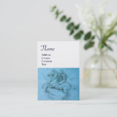 Carte De Visite Monogramme, bleu, métal argenté (Debout devant)