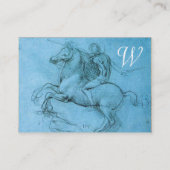 Carte De Visite Monogramme, bleu, métal argenté (Dos)