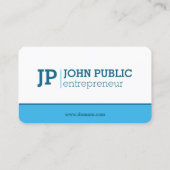 Carte De Visite Monogramme bleu moderne (Dos)