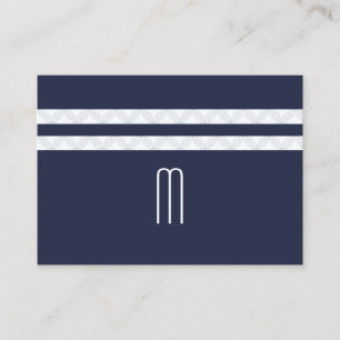 Carte De Visite Monogramme Bleu / Motif à rayures florales