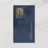 Carte De Visite Monogramme bleu or bleu marine (Dos)