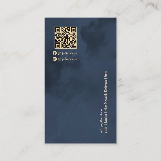 Carte De Visite Monogramme bleu or bleu marine (Dos)