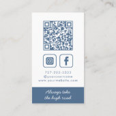 Carte De Visite Monogramme bleu poussiéreux couronne verticale (Dos)