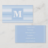 Carte De Visite Monogramme Bleu rayures (Devant / Derrière)