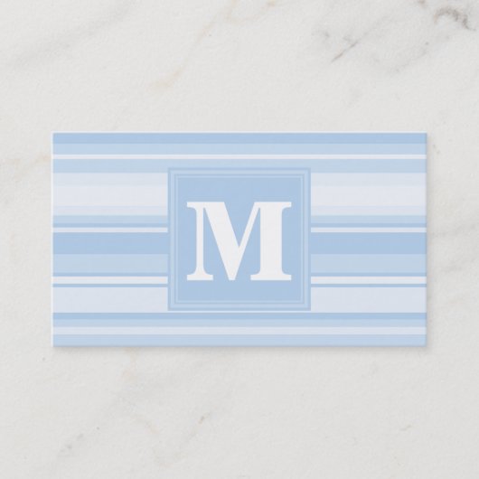 Carte De Visite Monogramme Bleu rayures (Devant)