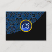 CARTE DE VISITE MONOGRAMME BLEU SAPPHIRE BLACK DAMASK (Dos)