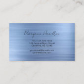 Carte De Visite Monogramme Bleu Script Moderne (Dos)