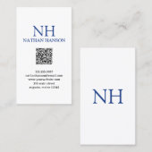 Carte De Visite Monogramme bleu simple moderne (Devant / Derrière)