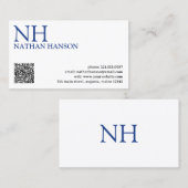 Carte De Visite Monogramme bleu simple moderne (Devant / Derrière)