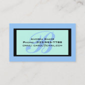 Carte De Visite monogramme bleu turquoise (Dos)