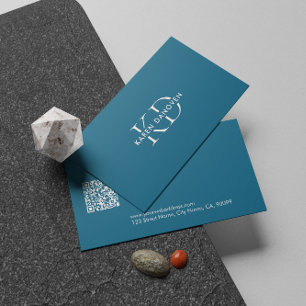 Carte De Visite Monogramme bleu turquoise moderne professionnel