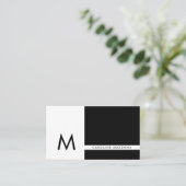 Carte De Visite Monogramme Bloc de Couleurs Noir et Blanc Professi (Debout devant)