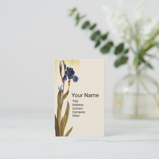 Carte De Visite Monogramme BLUE IRIS (Debout devant)