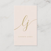 Carte De Visite Monogramme Blush Pink Or Modern Feminine Script (Devant)