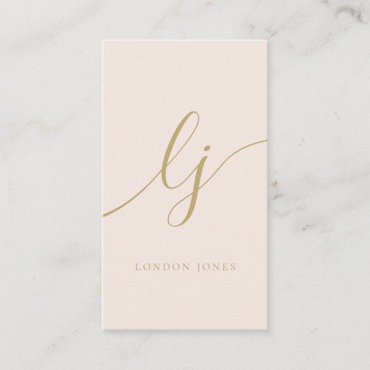 Carte De Visite Monogramme Blush Pink Or Modern Feminine Script (Devant)