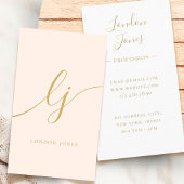 Carte De Visite Monogramme Blush Pink Or Modern Feminine Script