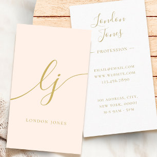 Carte De Visite Monogramme Blush Pink Or Modern Feminine Script