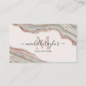 Carte De Visite Monogramme Boho Earth Tones Agate Blush Rose (Devant)