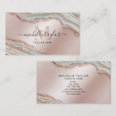 Carte De Visite Monogramme Boho Earth Tones Agate Rose Gold (Devant / Derrière)