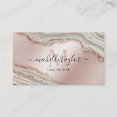 Carte De Visite Monogramme Boho Earth Tones Agate Rose Gold (Devant)