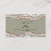 Carte De Visite Monogramme Boho Earth Tones Agate Sage Green (Dos)