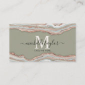 Carte De Visite Monogramme Boho Earth Tones Agate Sage Green (Devant)
