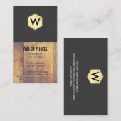 Carte De Visite Monogramme | Bois | Lin | Doré (Devant / Derrière)