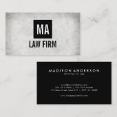 Carte De Visite Monogramme / Boîte noire / Grunge (Devant / Derrière)